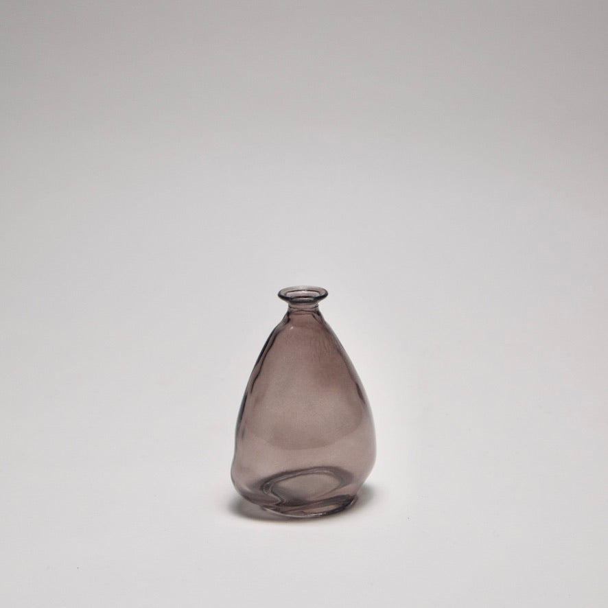 Smoky grey glass vase with natural shape for interior styling