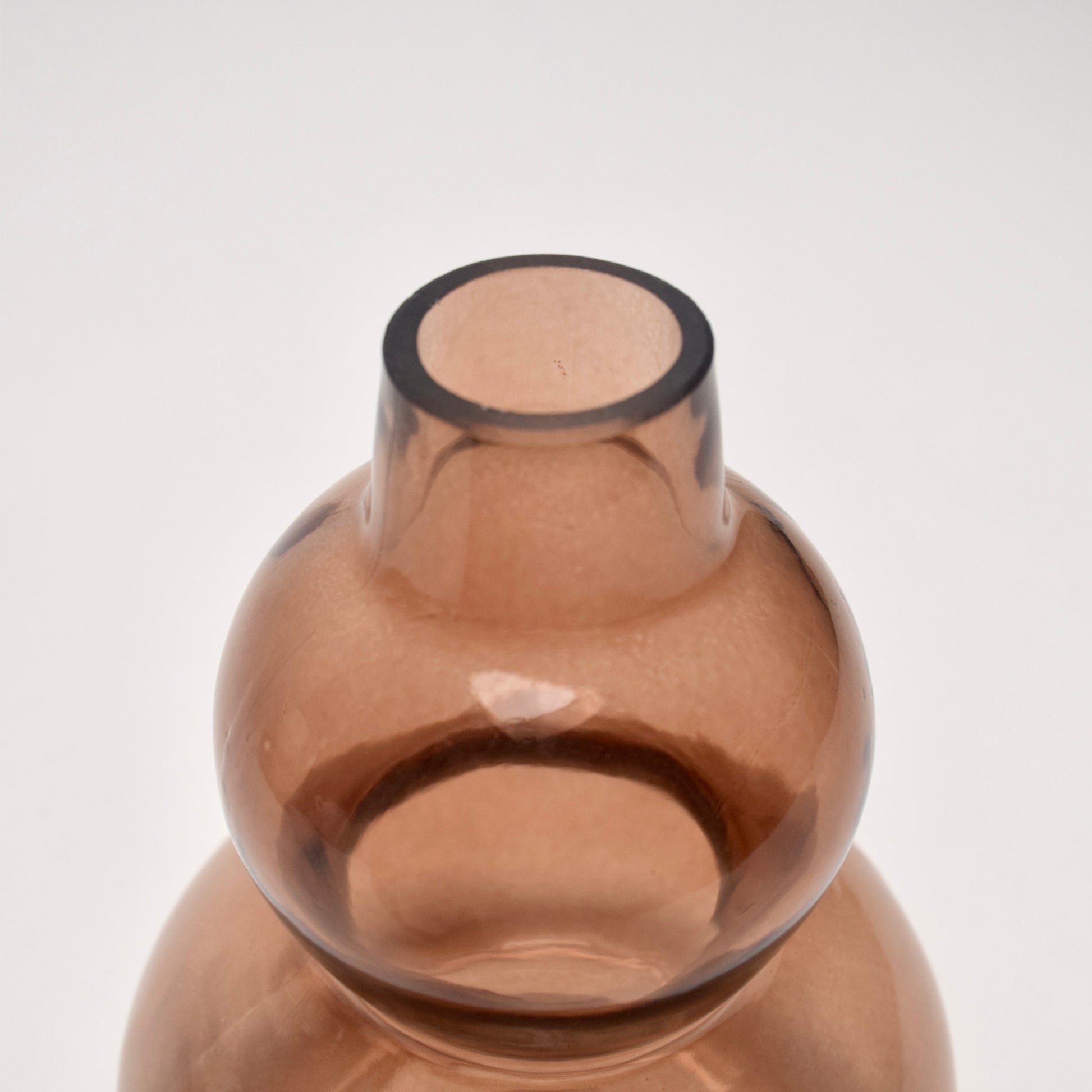 Smooth Brown Glass Vase with Circular Opening