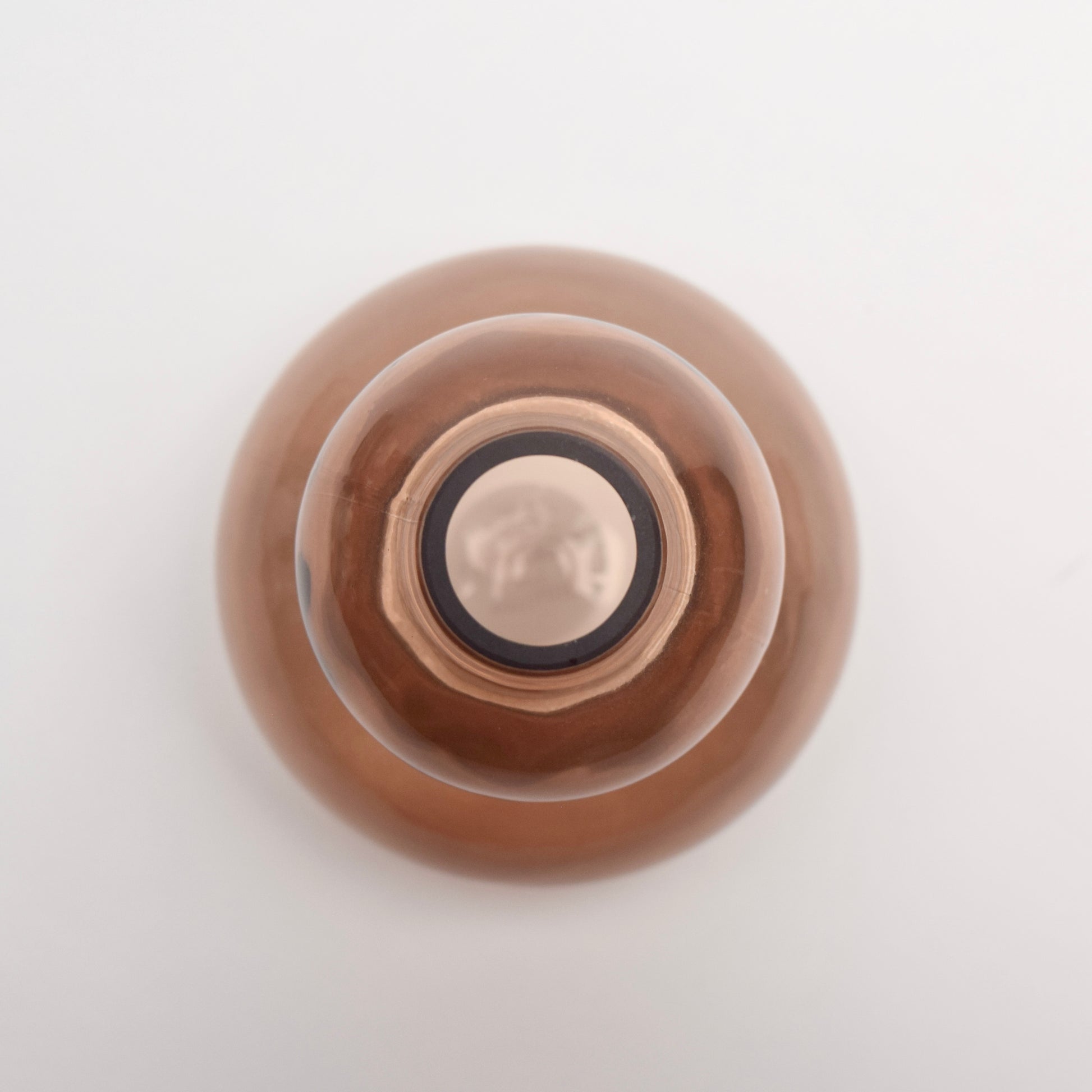 Brown Glass Vase with Curved Shape Top view