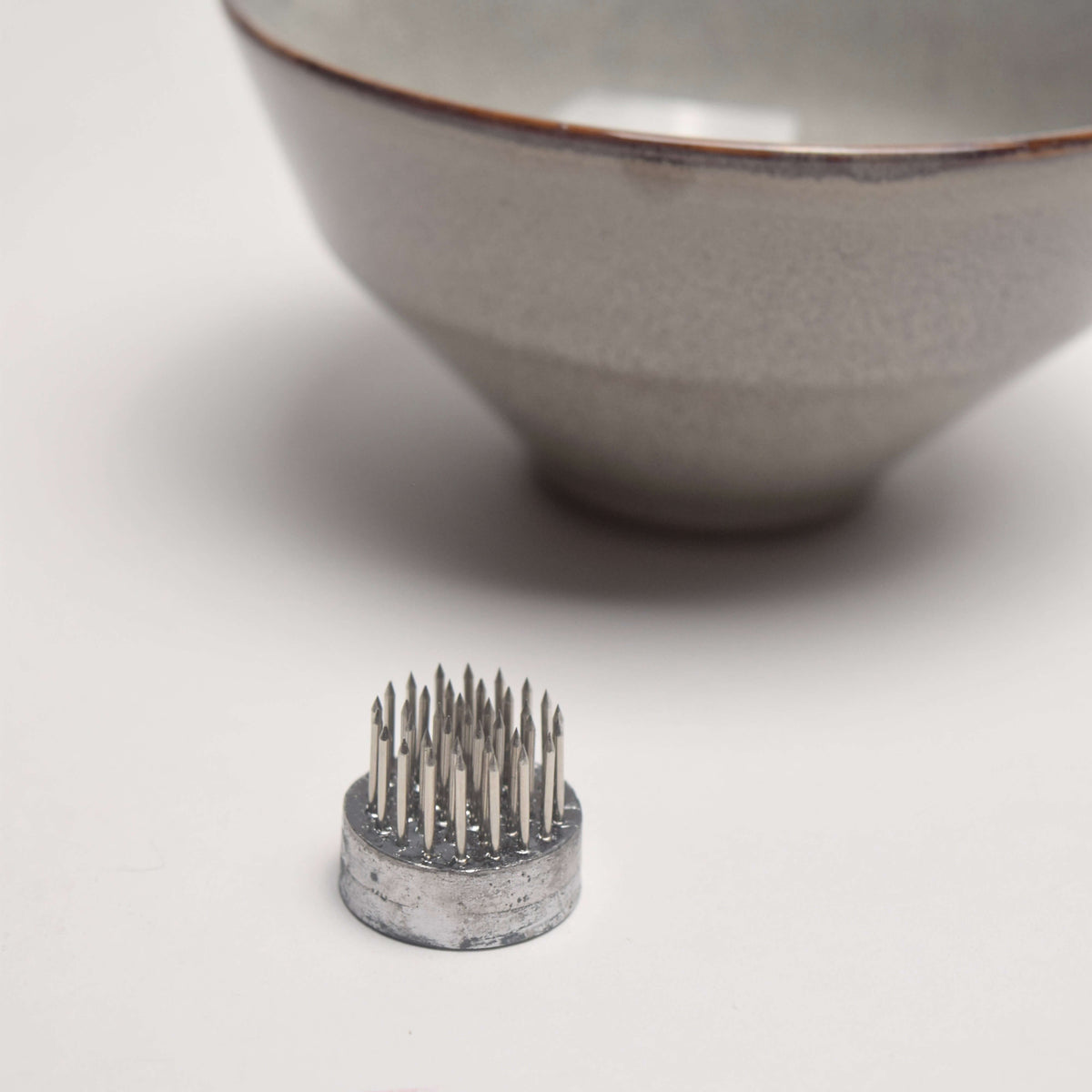 Grey Bowl & Flower Frog Set