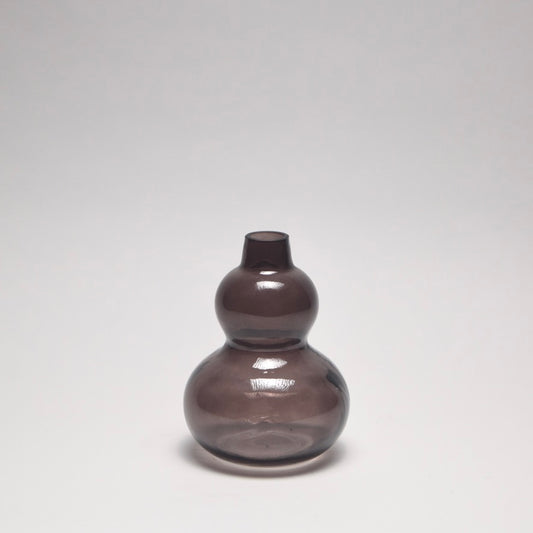 Gourd-shaped vase with smoky dark brown grey glass for home styling