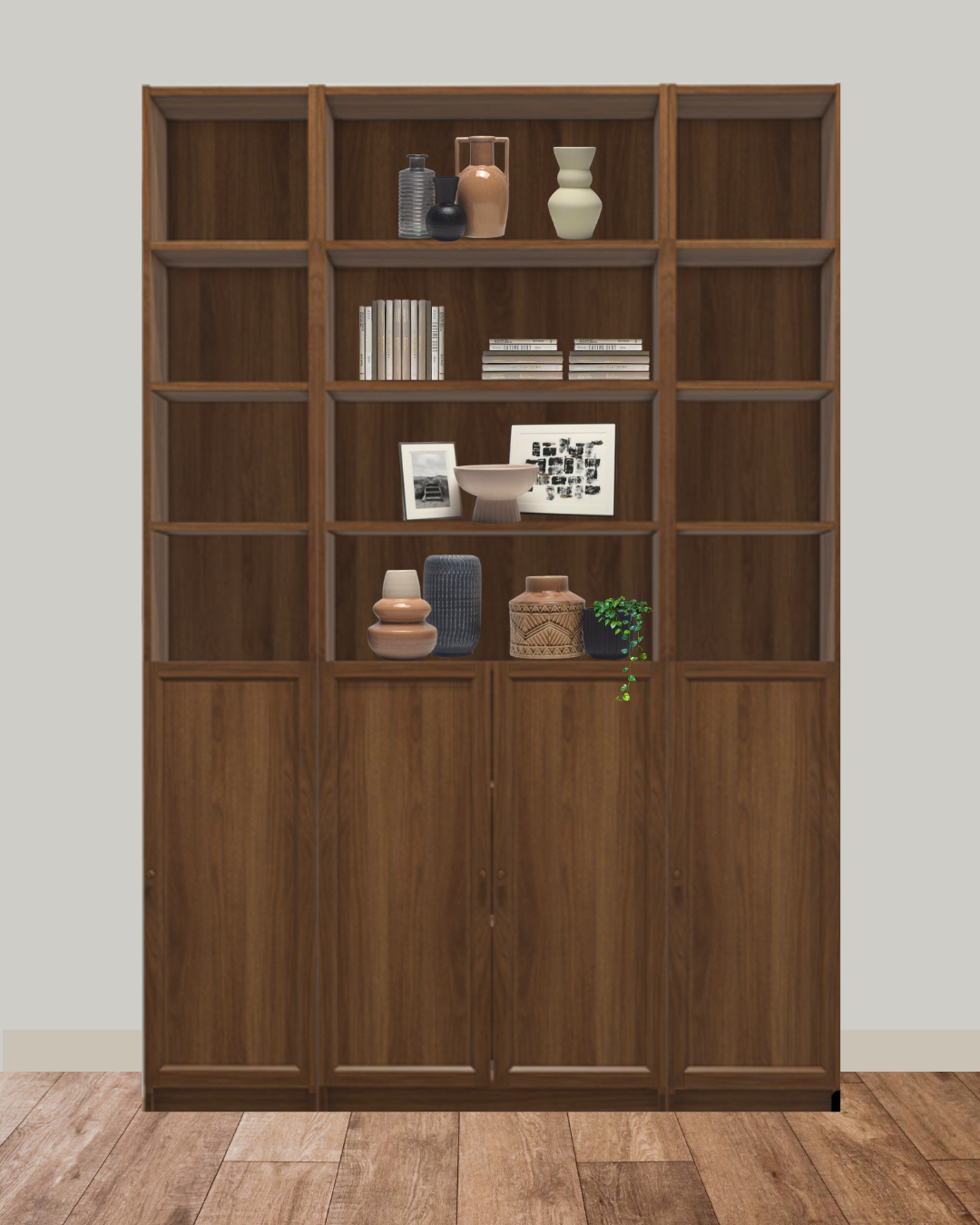 Shelf styling with home decor products from Ettiana home