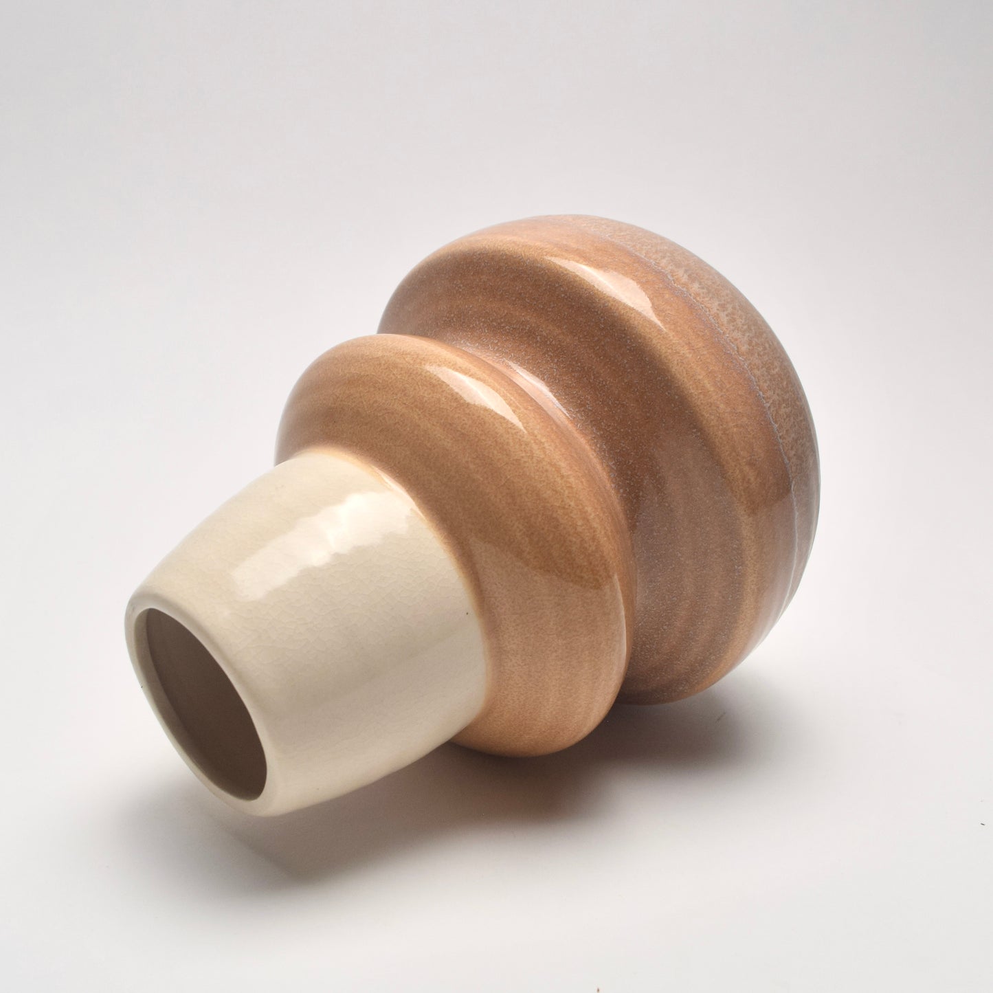 Ceramic sand toned vase side view