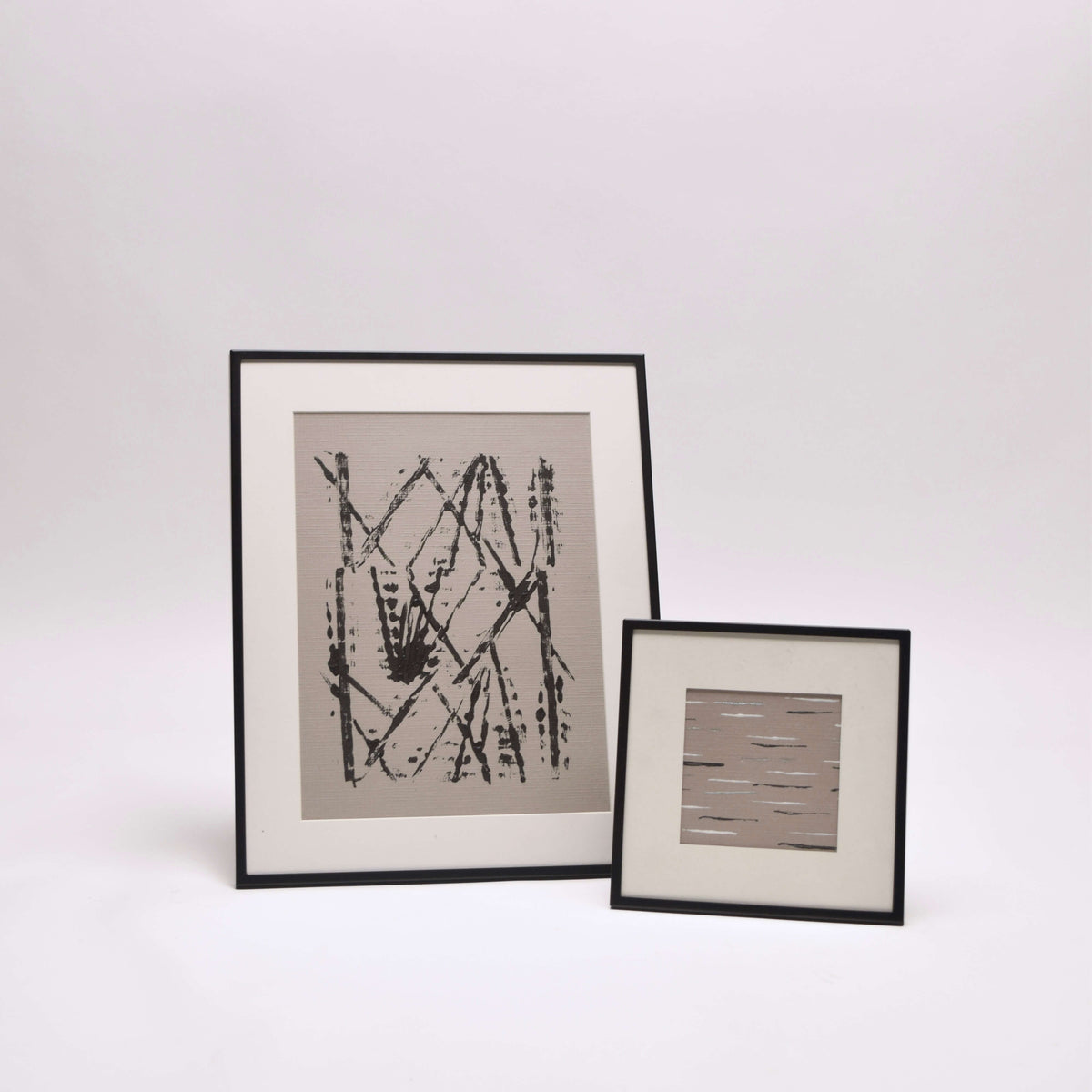 Set of 2 Taupe Abstract Artwork