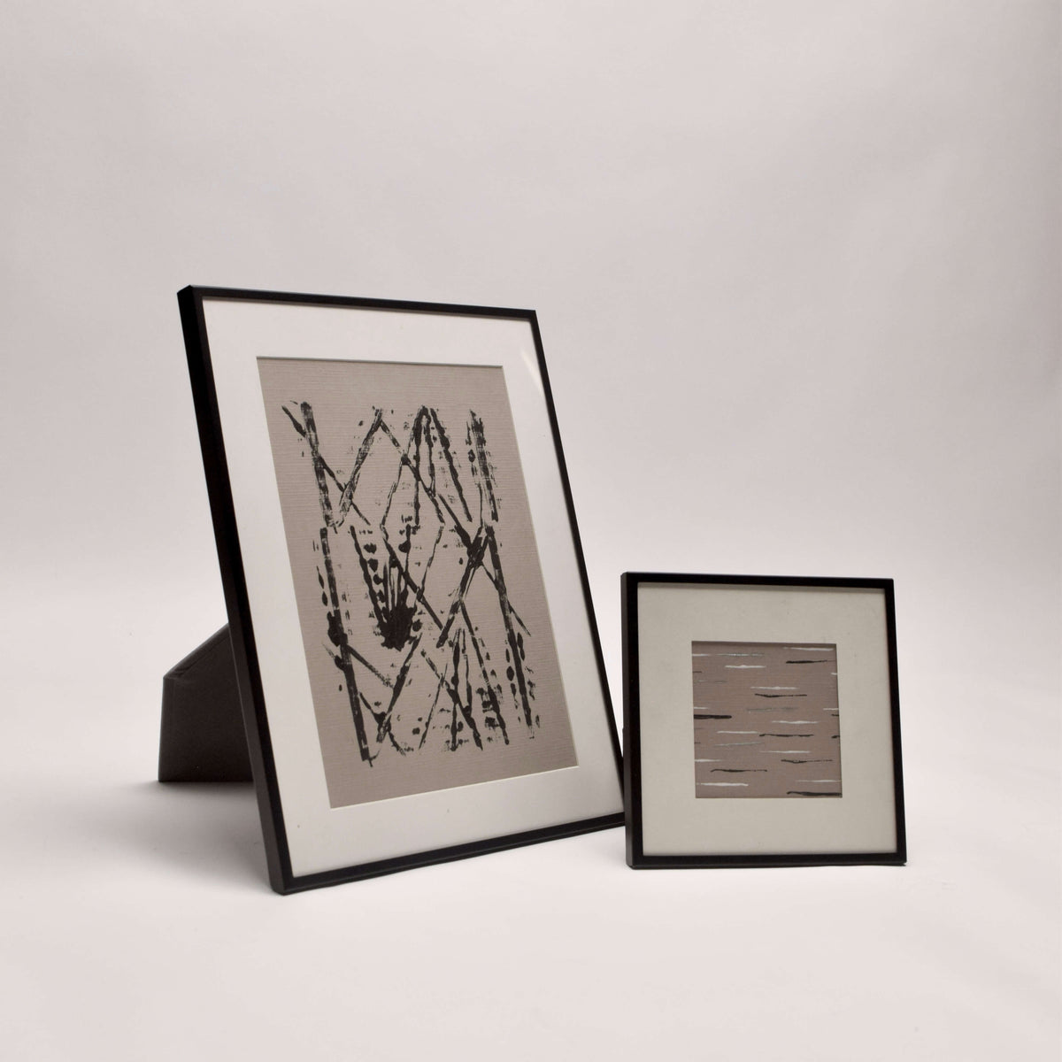 Set of 2 Taupe Abstract Artwork