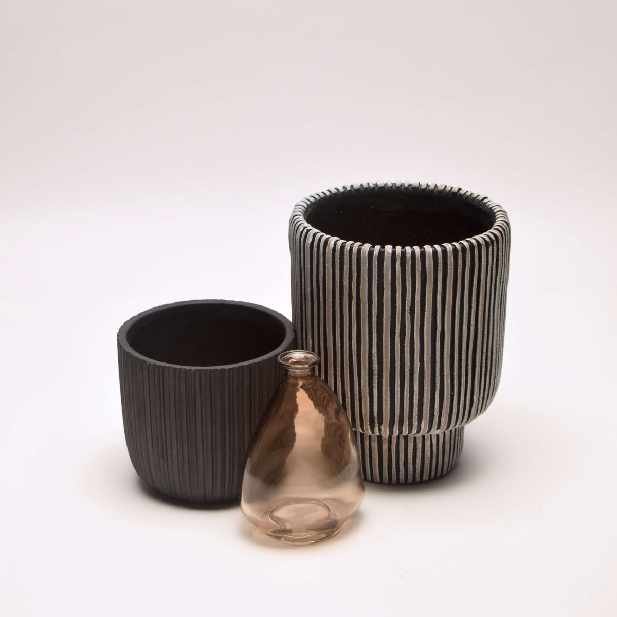 Striped Planters & Bud Vase Set