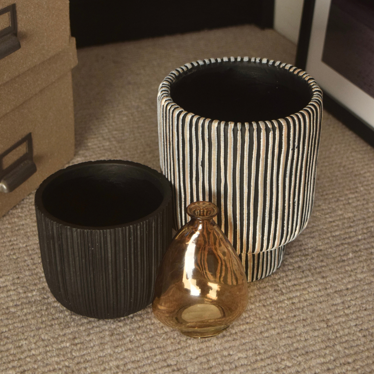 Striped Planters & Bud Vase Set