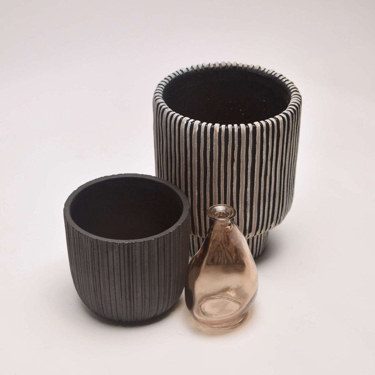 Striped Planters & Bud Vase Set