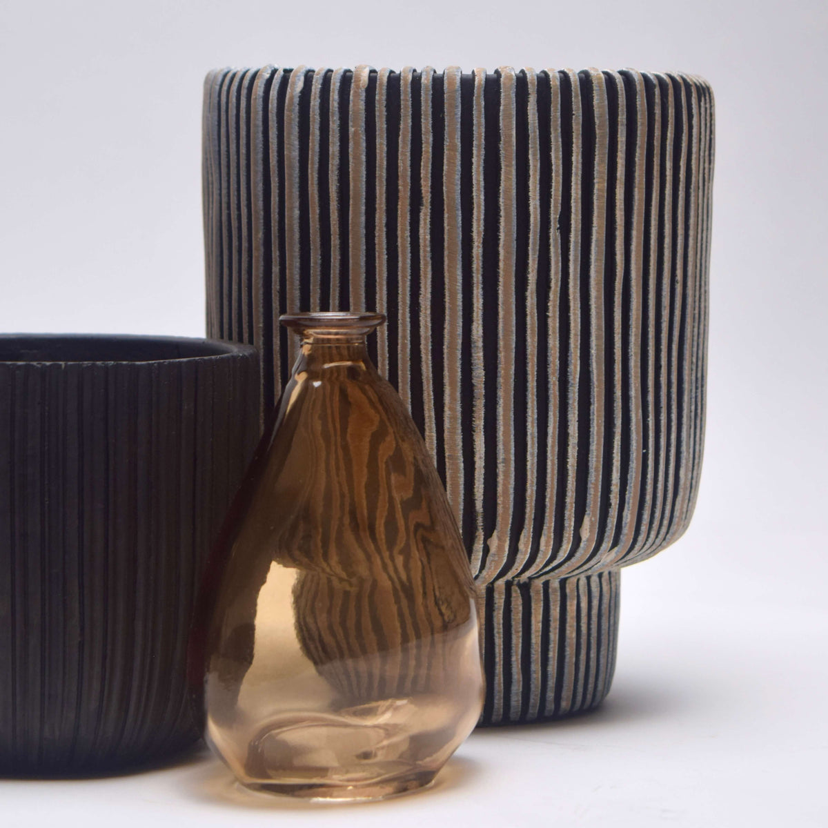 Striped Planters & Bud Vase Set
